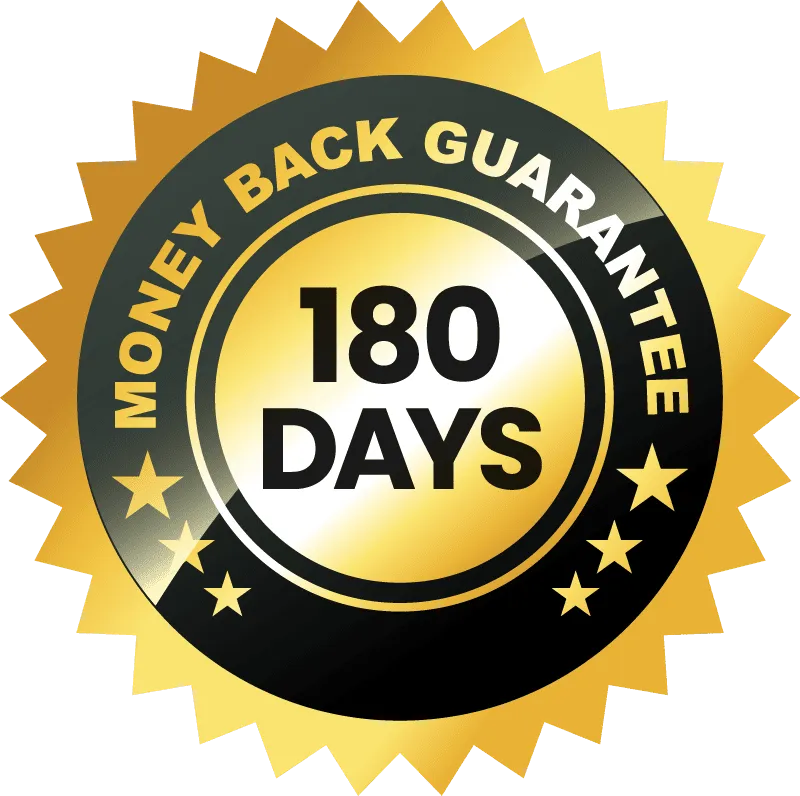 180 Day Money Back Guarantee Seal